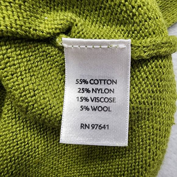 J.Jill Sweater Women M Green Wool Blend Knit Boatneck Button Detail Cuffs Preppy - Picture 4 of 9